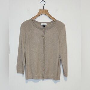 St. John collection cardigan with gold threading , sz : small